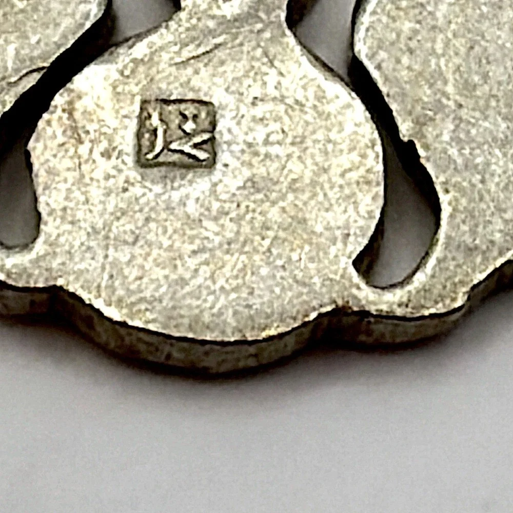 Antique Victorian Egyptian Silver Lilly Flower Serpents Pendant Hallmarked